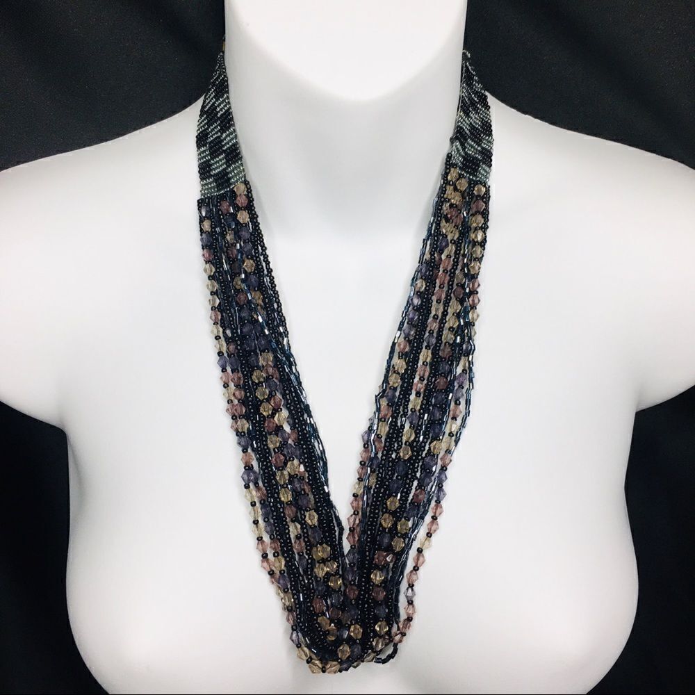 Multi Strand Mixed Sead Beads Bohemian Necklace 4415